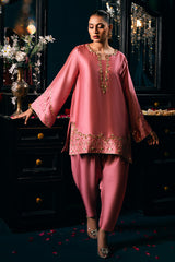 Lux Edit By Zaaviay Stitched Tea Pink Splendor (Three Piece)