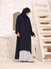 Hijab Ul Hareem Midnight Blue Double Georgette Front Closed Abaya - 0120-B-241