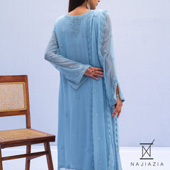 Najia Zia Stitched 3 Piece Formals Collection'2025-Azure