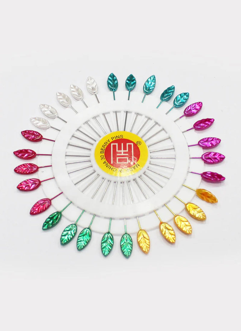 Hijab Ul Hareem Ring Pins Big 30 Pcs Pkt Multi Color Leaf Shaped