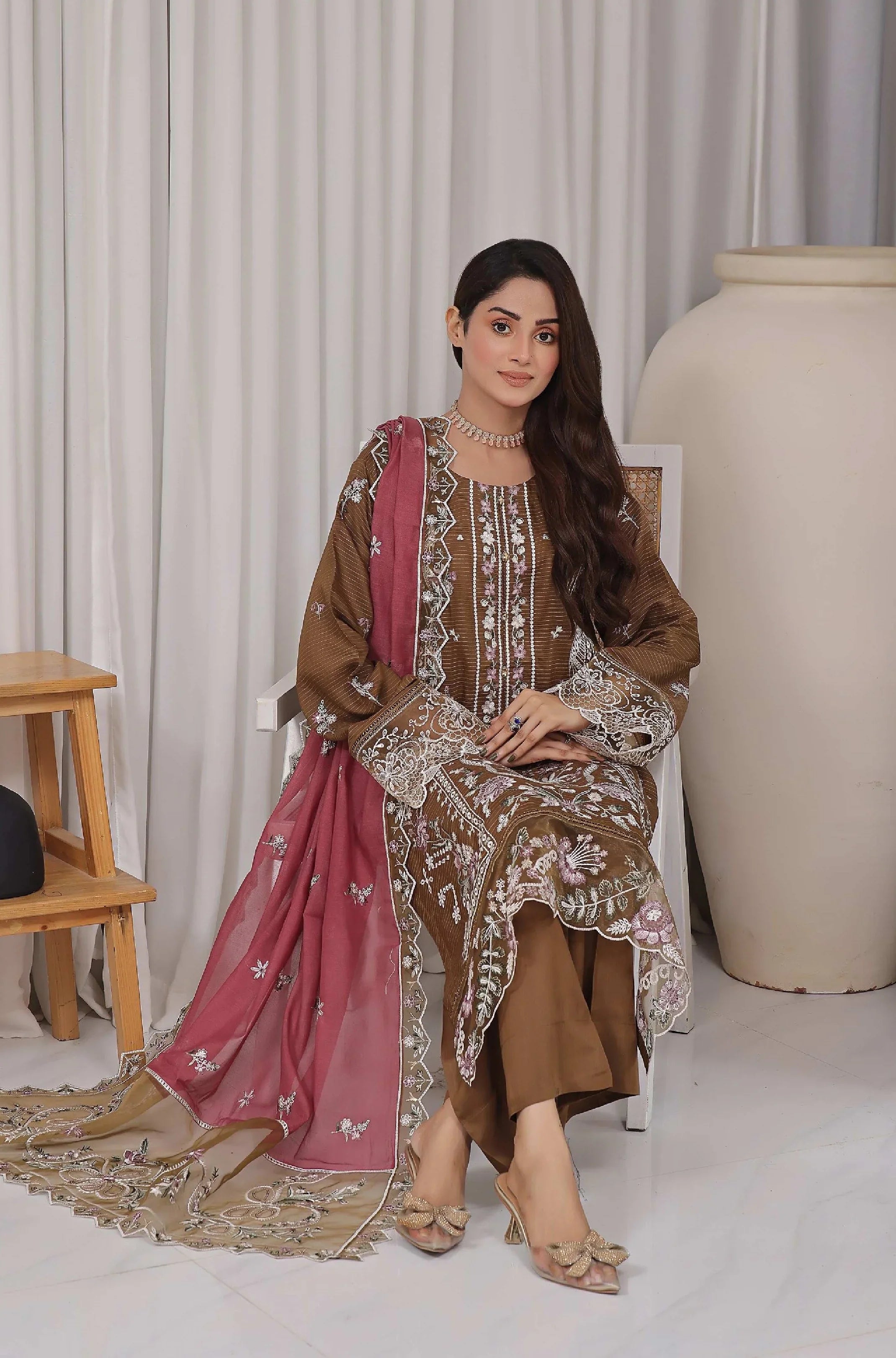 Dressline Un Stitched 3 Pcs Premium ChikankariEmb Viscose Zari Collection