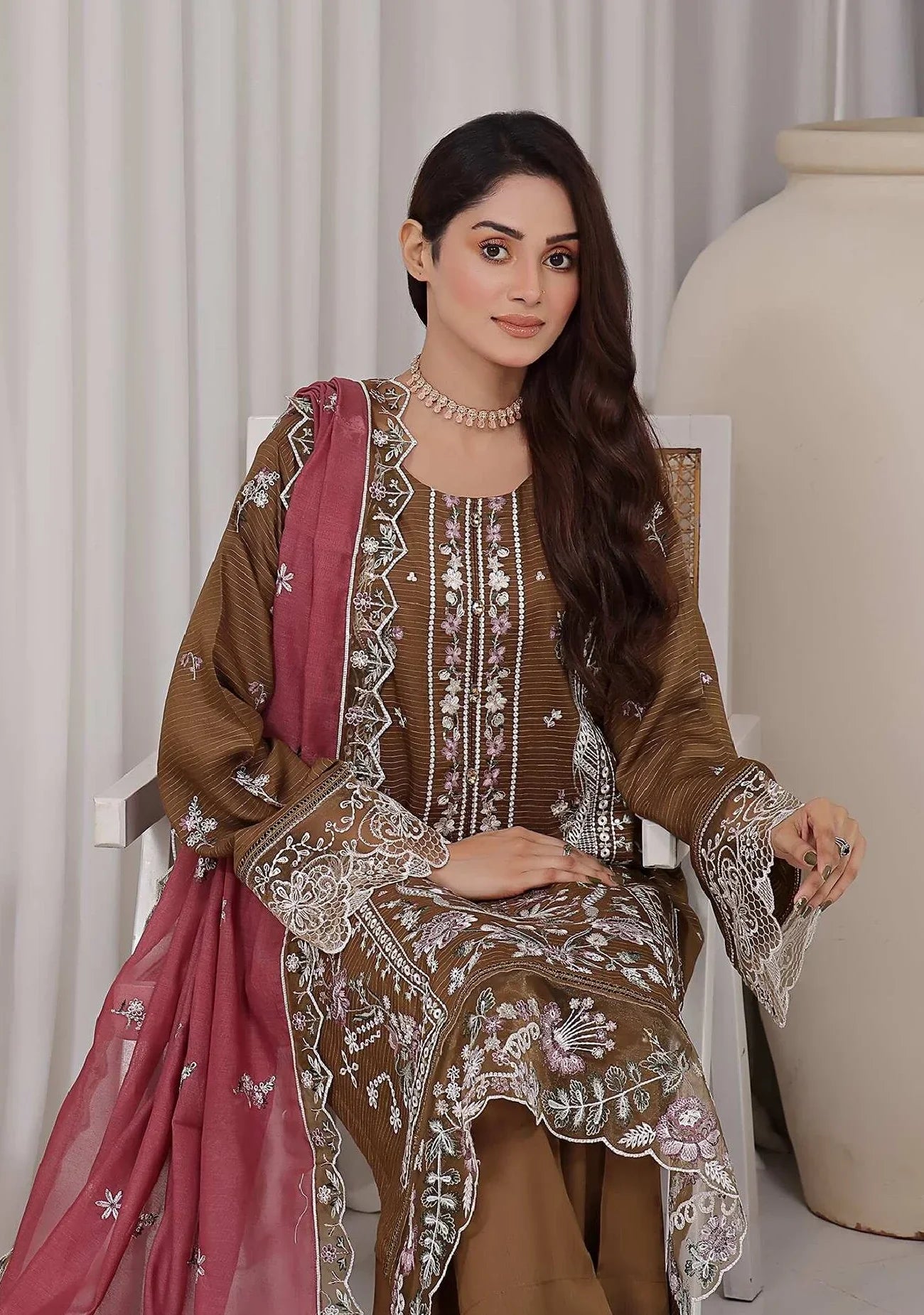 Dressline Un Stitched 3 Pcs Premium ChikankariEmb Viscose Zari Collection