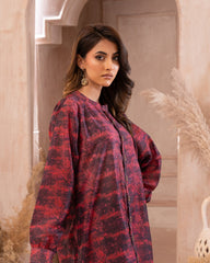 Ayla Studio Stitched PRINTED ESSENTIAL CO-ORD - Shadow Of Red Leaves