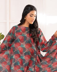 Ayla Studio Stitched PRINTED ESSENTIAL CO-ORD - Green & Red Polka Abstract