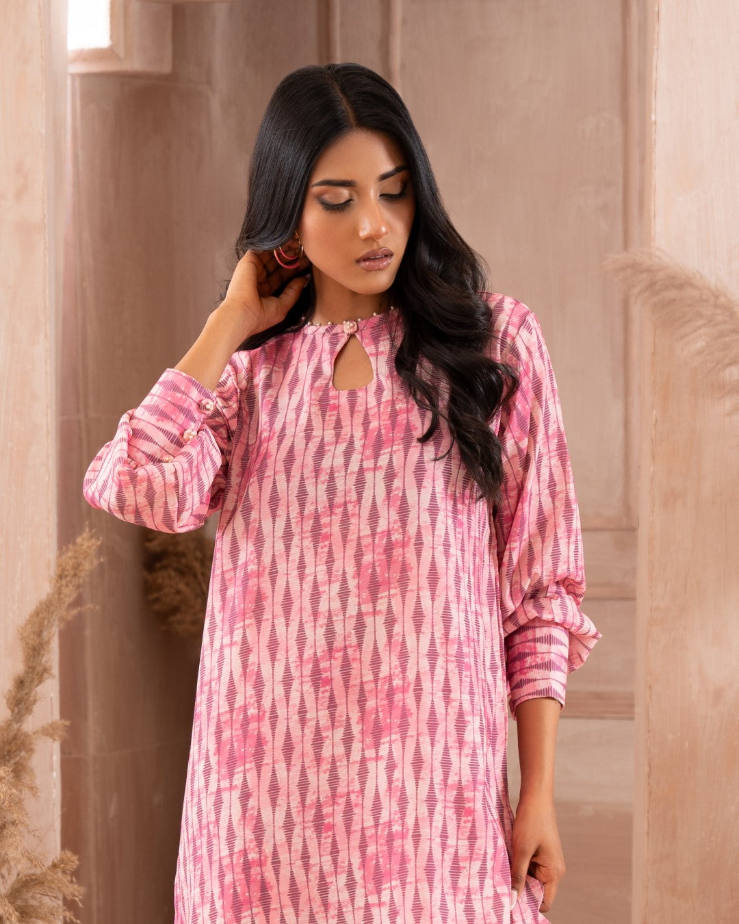 Ayla Studio Stitched PRINTED ESSENTIAL CO-ORD - Pink Pearls