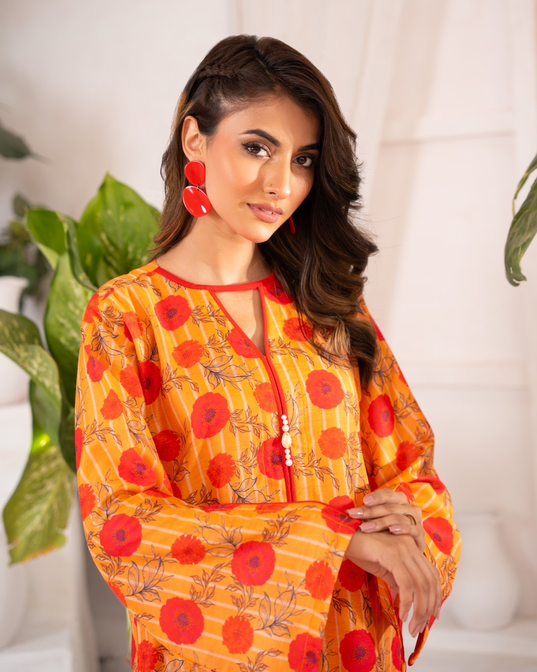 Ayla Studio Stitched PRINTED ESSENTIAL CO-ORD - Marigold