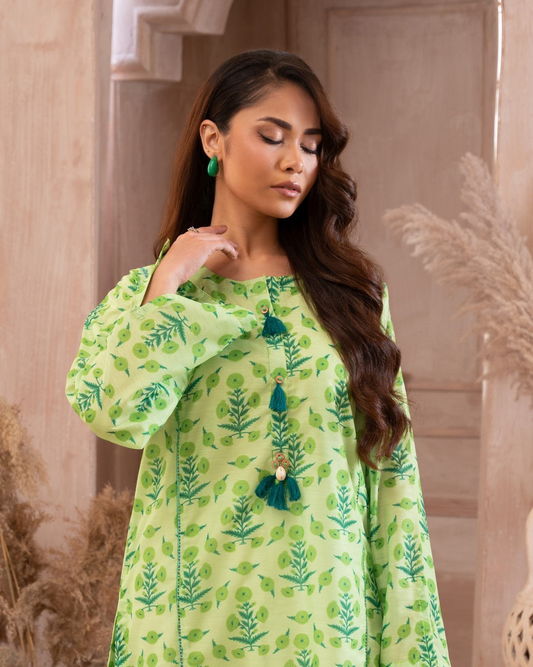 Ayla Studio Stitched PRINTED ESSENTIAL 2PC - Green Cluster