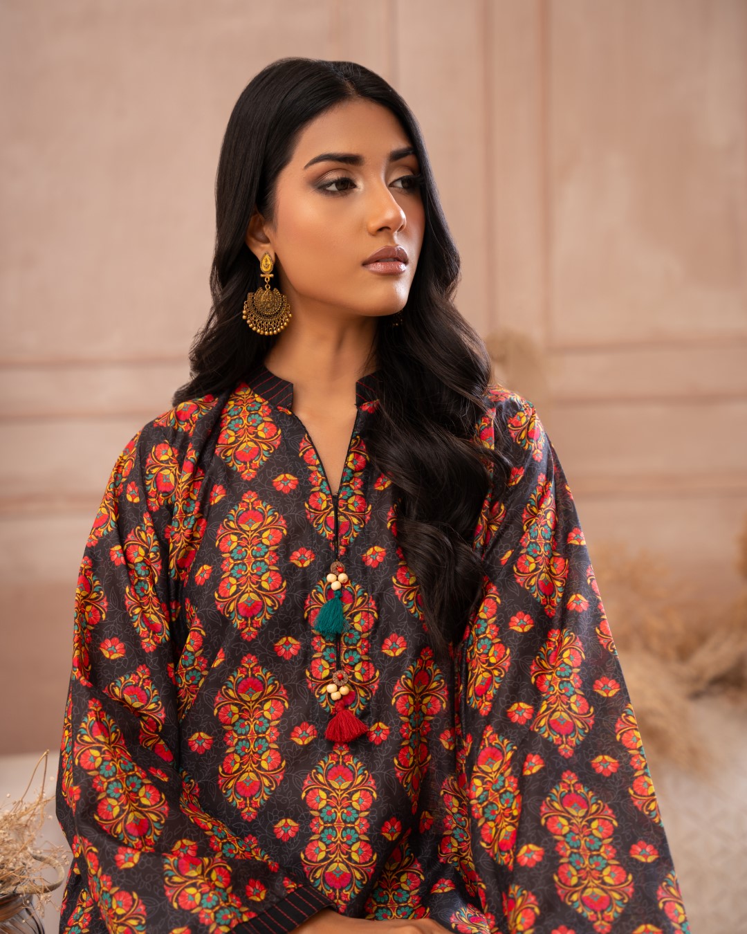 Ayla Studio Stitched PRINTED ESSENTIAL 2PC - Dark Eden