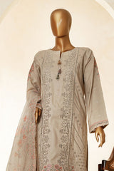 Muse By HZ Stitched 3 Piece Emb Cotton Slub Vol-03 Collection'2025-SSE-201-Sand Beige