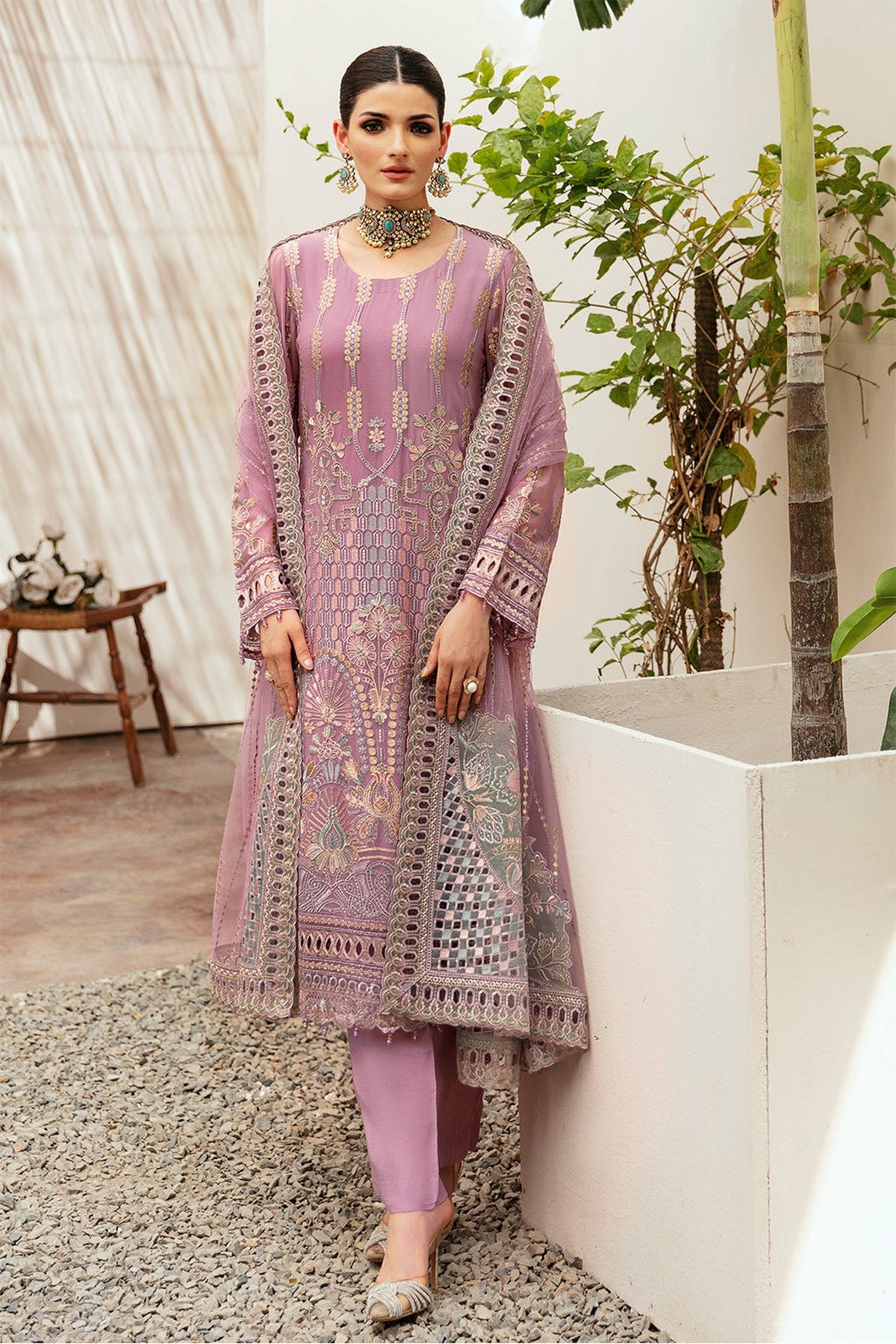 Kashish By Ramsha Unstitched 3 Piece Weightless Chiffon Vol-02 Collection'2024-K-204