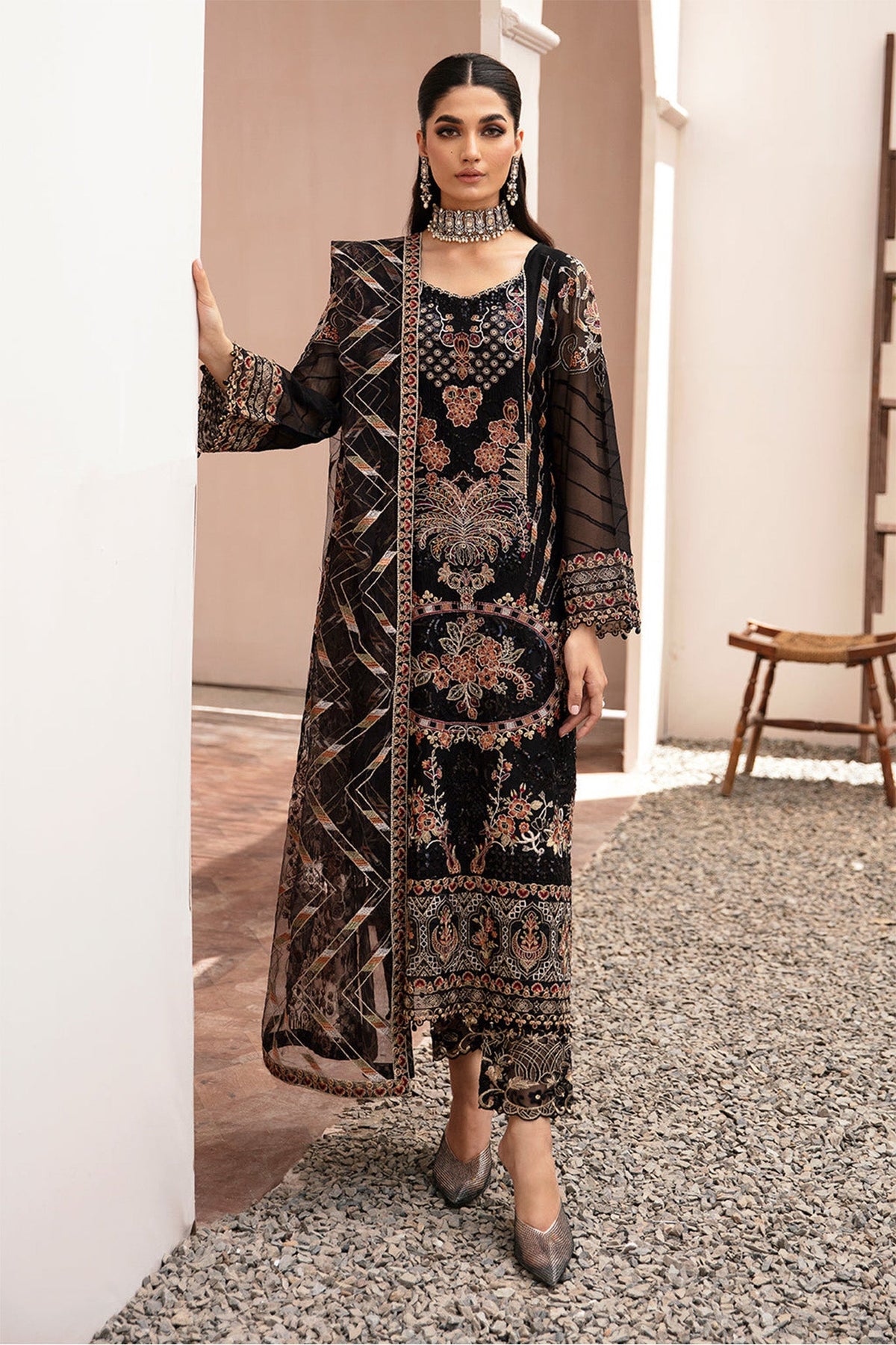 Kashish By Ramsha Unstitched 3 Piece Weightless Chiffon Vol-02 Collection'2024-K-205