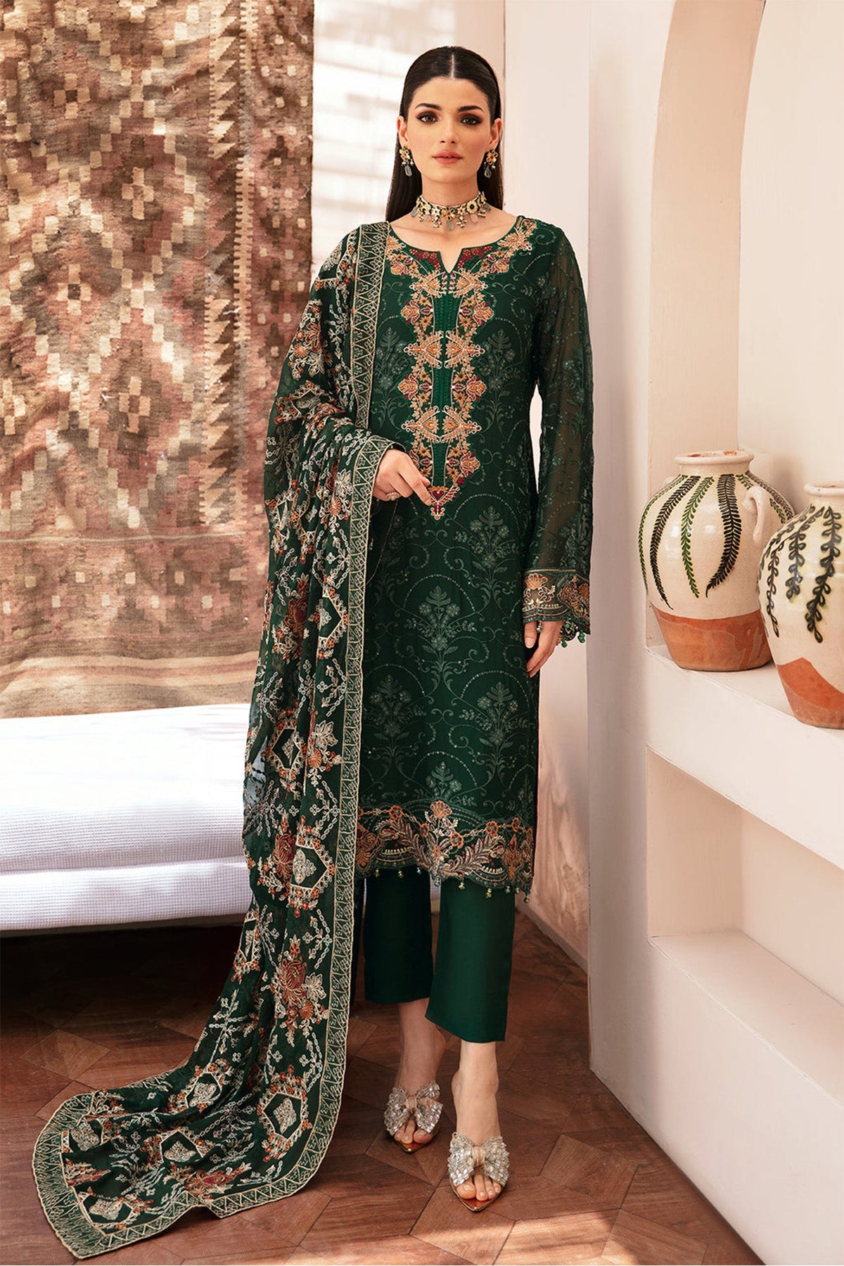 Kashish By Ramsha Unstitched 3 Piece Weightless Chiffon Vol-02 Collection'2024-K-207