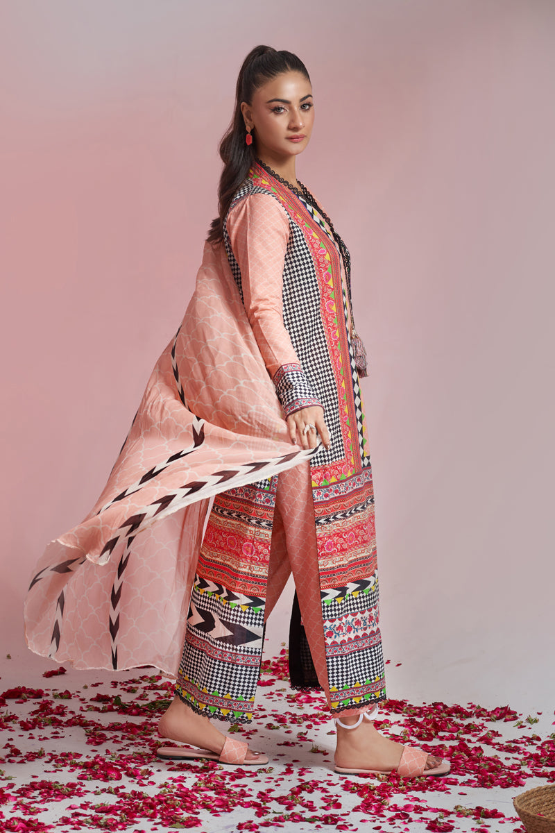 The Affordables By Mariam Malik Stitched 3 Piece Digital Printed Lawn Collection'2025-Mehfil Peach