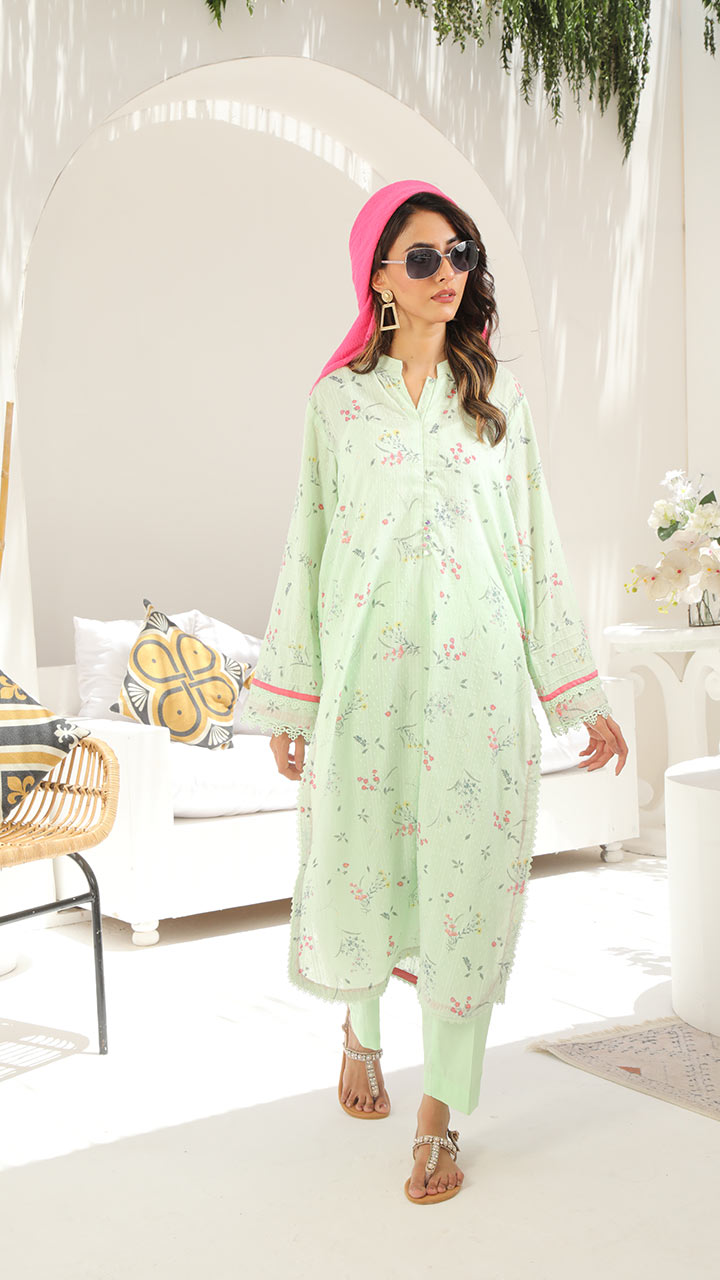 Summer Vibes Basics By Najia Zia Stitched 2 Piece Printed Lawn Collection-EVERGREEN