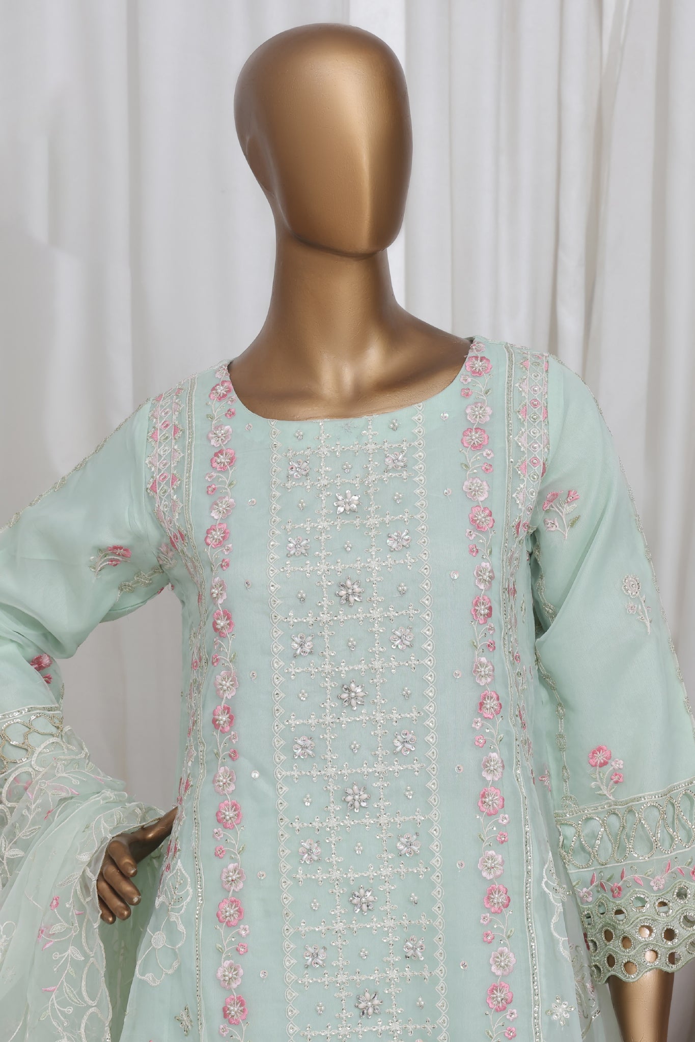Bin Saeed Stitched 3 Piece Luxury Emb Frock Collection'2025-RTS-2297-Green