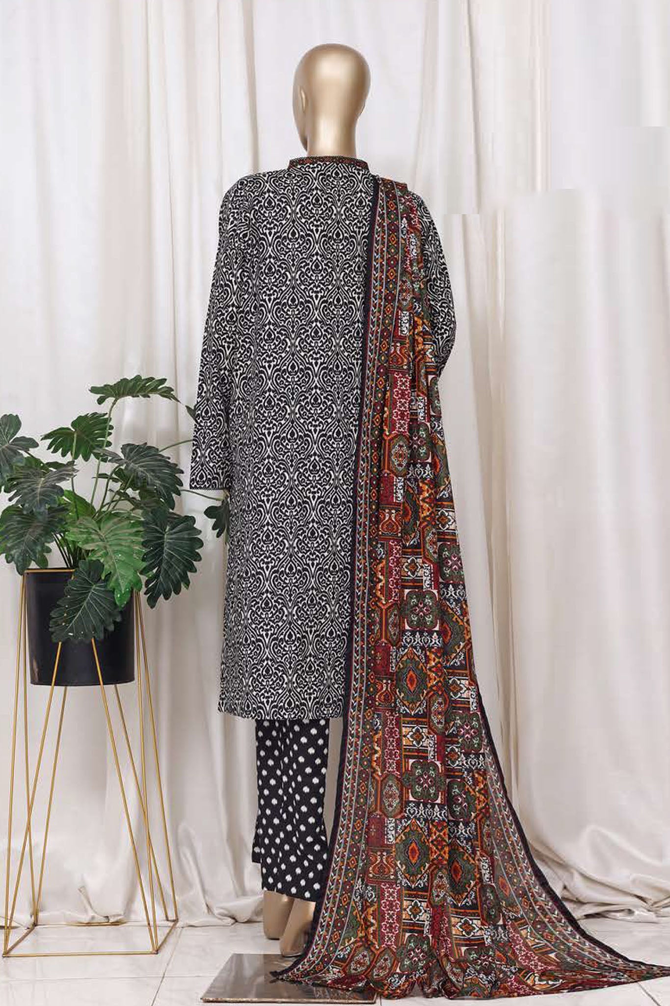 Bin Saeed Stitched 3 Piece Printed Cotton Vol-01 Collection'2025-WC-2371-Black