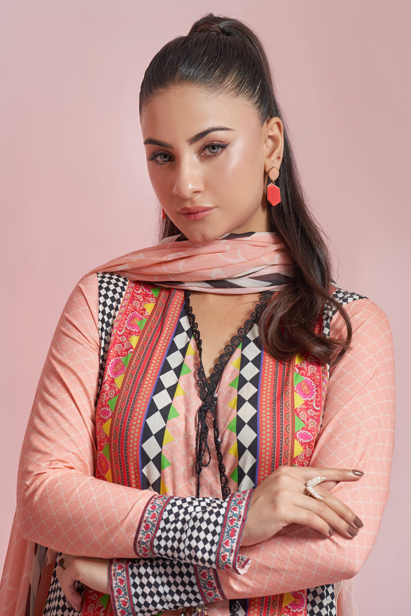 The Affordables By Mariam Malik Stitched 3 Piece Digital Printed Lawn Collection'2025-Mehfil Peach