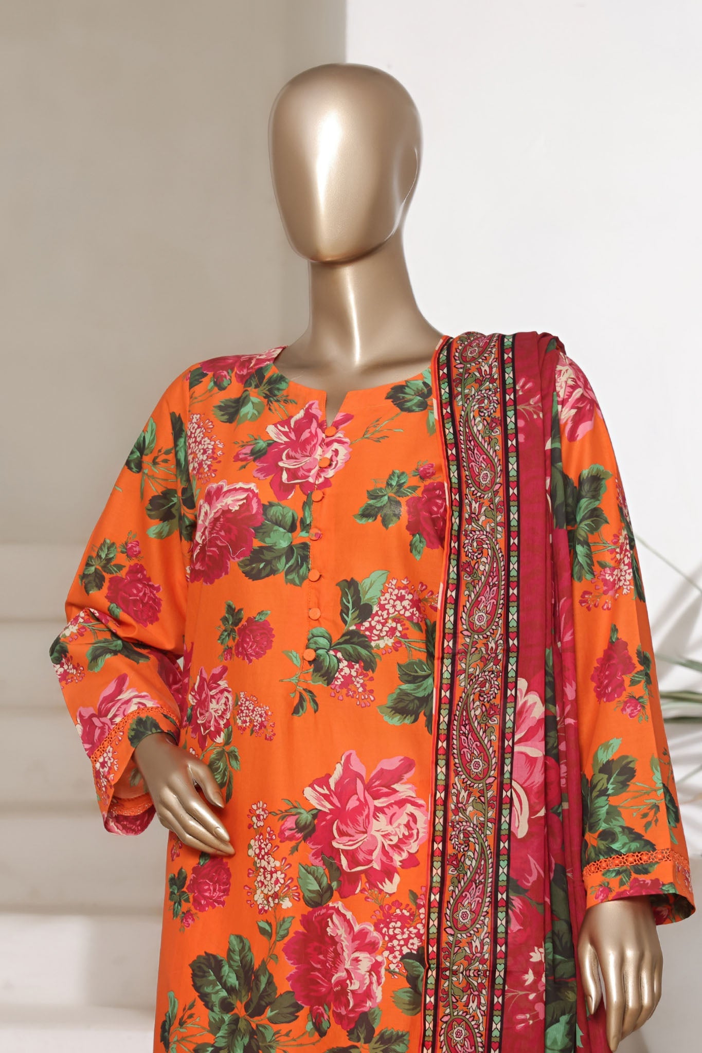 Sada Bahar Stitched 3 Piece Printed Cambric Vol-01 Collection'2025-244-ORANGE