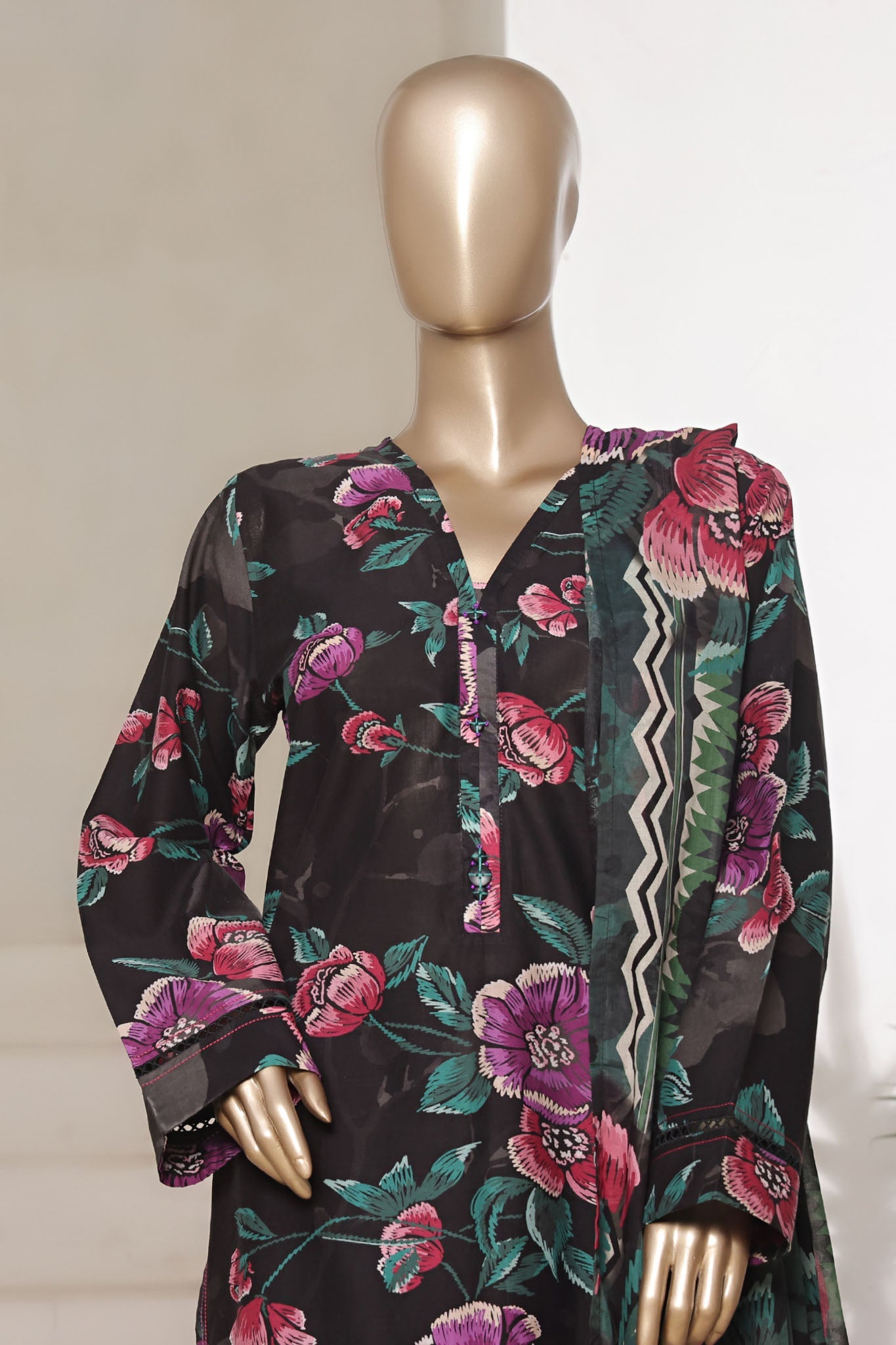 Sada Bahar Stitched 3 Piece Printed Cambric Vol-01 Collection'2025-245-BLACK