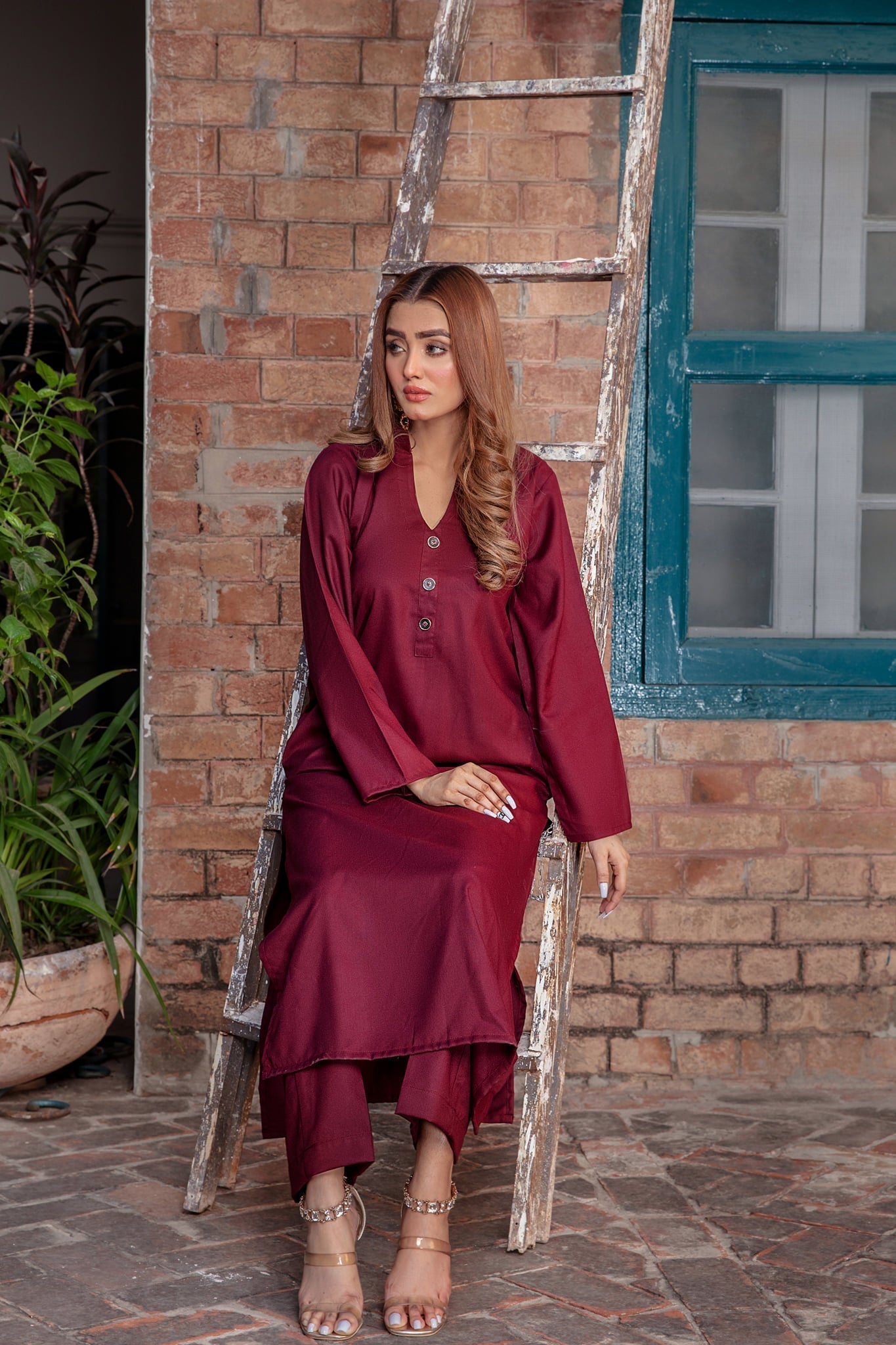 Panache Apparel Stitched Kurta Collection-Plum