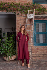 Panache Apparel Stitched Kurta Collection-Plum