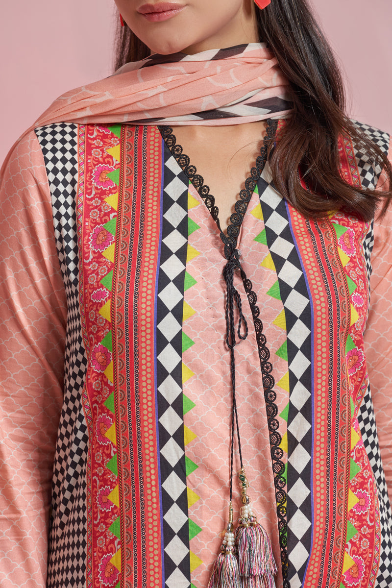 The Affordables By Mariam Malik Stitched 3 Piece Digital Printed Lawn Collection'2025-Mehfil Peach