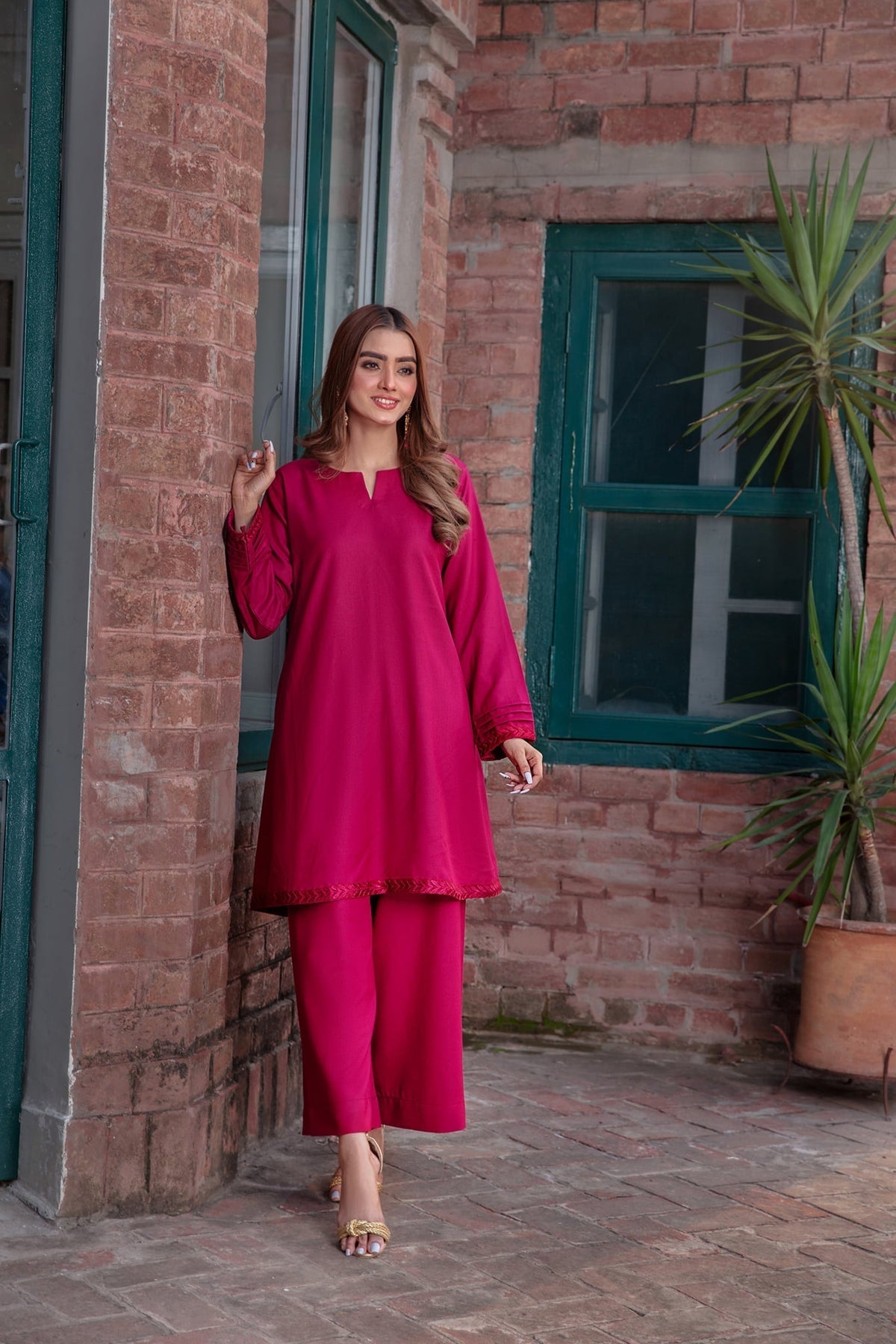 Panache Apparel Stitched Kurta Collection-Fuchsia