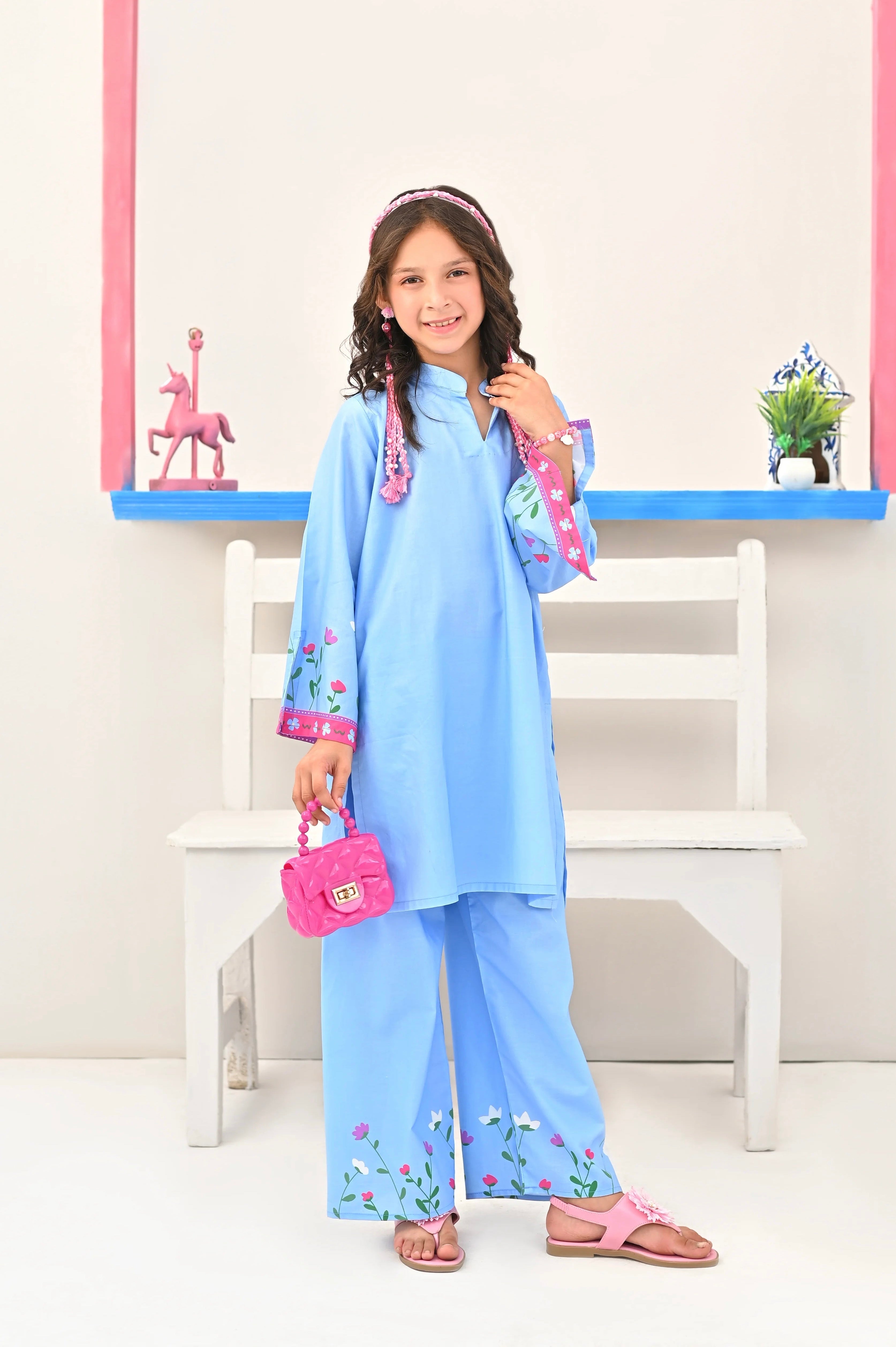 Dhaga Stitched 2 Piece Premium Cotton Lawn Kids Collection'2025-Skyler