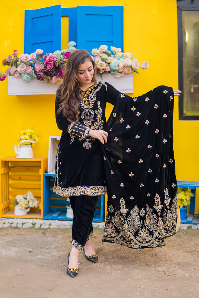 Panache Apparel Stitched Velvet Shawl Collection-Nureh Shawl