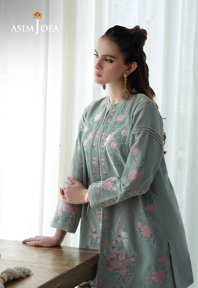 Asim Jofa Velvet Pret 24 Ajvg-07 Embroidered Velvet Stitched 2Pc