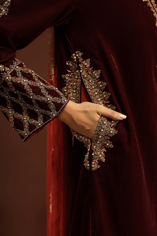 Bagh E Makhmal By Zaaviay Stitched Hazel (Three Piece)