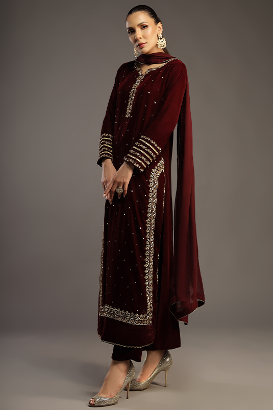 Bagh E Makhmal By Zaaviay Stitched Gulizaar (Three Piece)