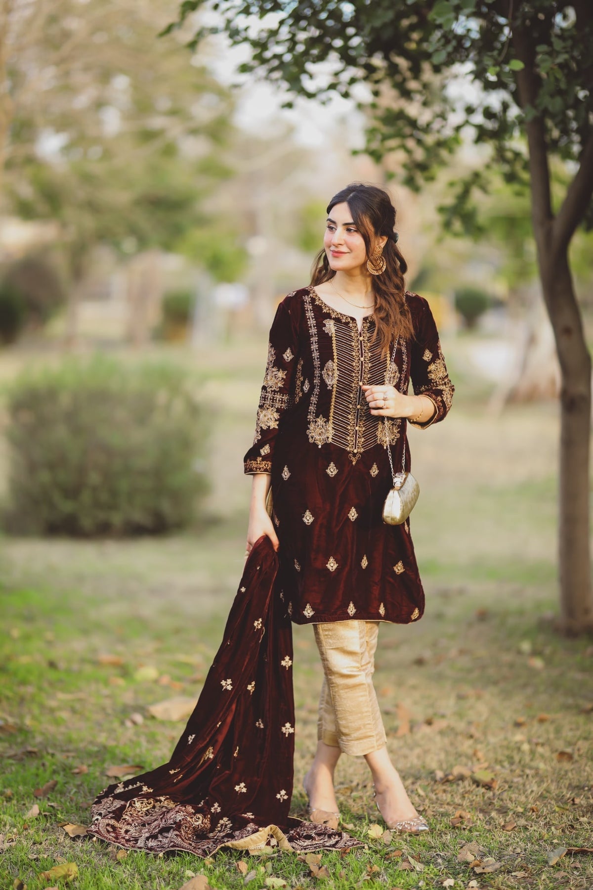 Panache Apparel Stitched Velvet Shawl Collection-Roop Shawl