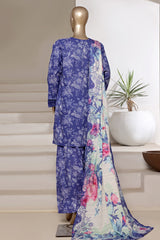 Sada Bahar Stitched 3 Piece Printed Cotton With Farshi Shalwar Vol-02 Collection'2025-FS-275-Royal Blue
