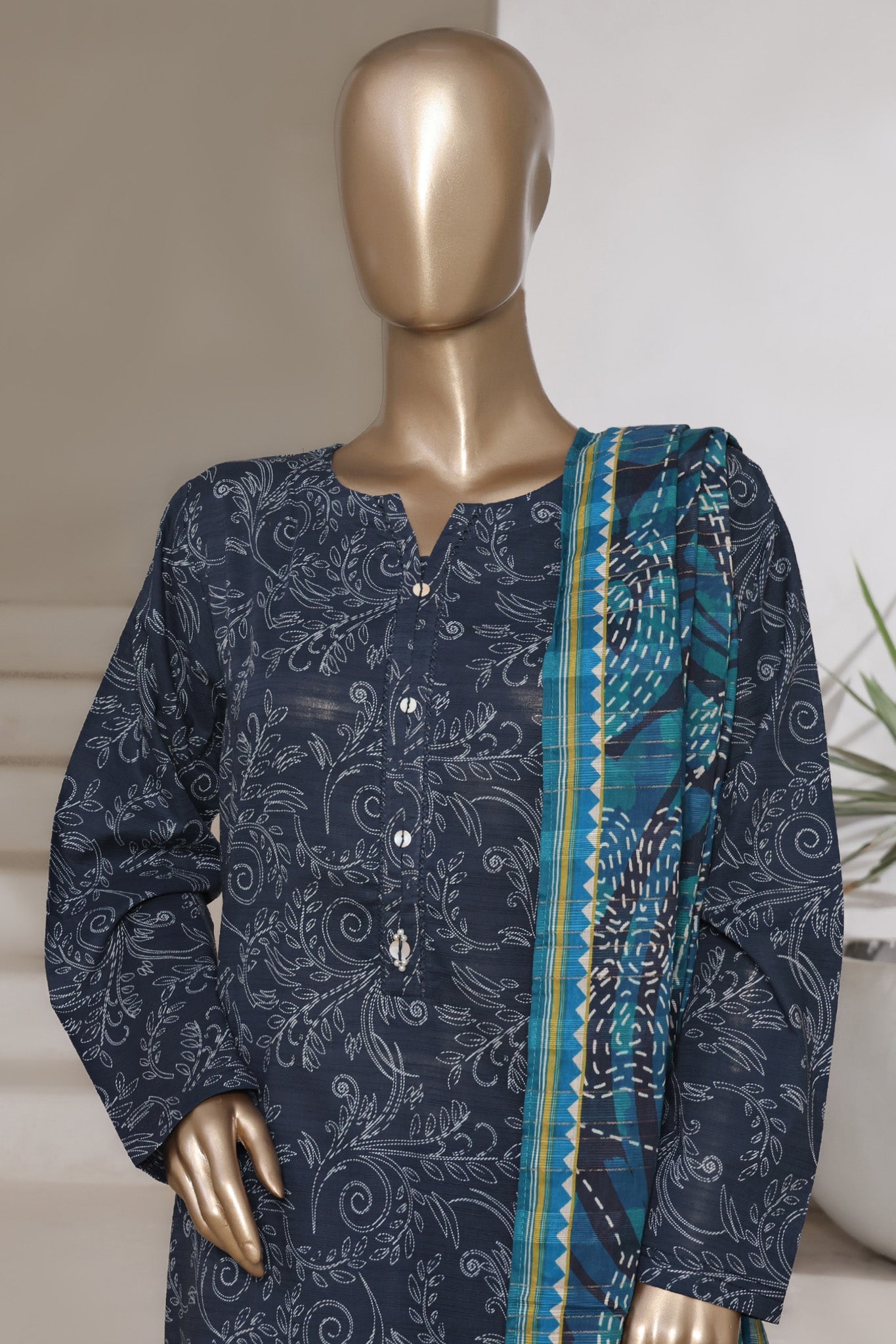Sada Bahar Stitched 3 Piece Printed Cotton With Farshi Shalwar Vol-02 Collection'2025-FS-277-Blue