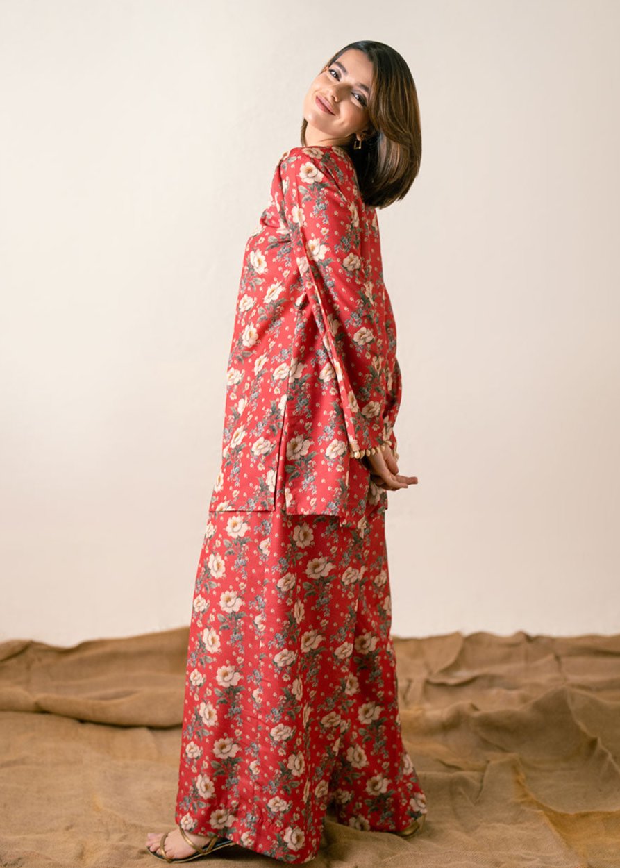 Ayla Studio Stitched PRINTED ESSENTIAL 2PC CO-ORD - Golden Spice