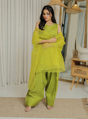 Rangeen Stitched 3 Piece Formals-Lime Lux