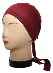 Hijab Ul Hareem Maroon Plain Tie Bonnet Cap for Hijabs