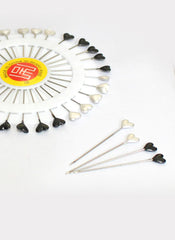 Hijab Ul Hareem Ring Pins Big 30 Pcs Pkt Black & White Heart Shaped