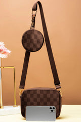 Fineur Checkered Coin Crossbody Bag ~ Brown