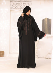Nooriya: Black Nida Fabric Jilbab with Stone Work jilbab-C-263