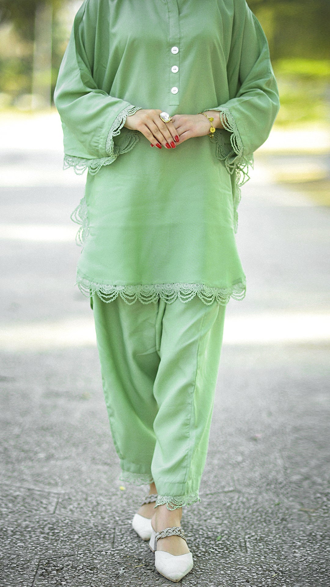 Urban Cut 2 Piece Cotton Embellished  Co- Ord Set