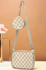 Fineur Checkered Coin Crossbody Bag ~ Off White
