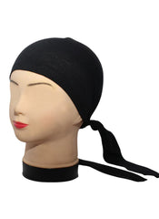 Hijab Ul Hareem Black Plain Tie Bonnet Cap for Hijabs