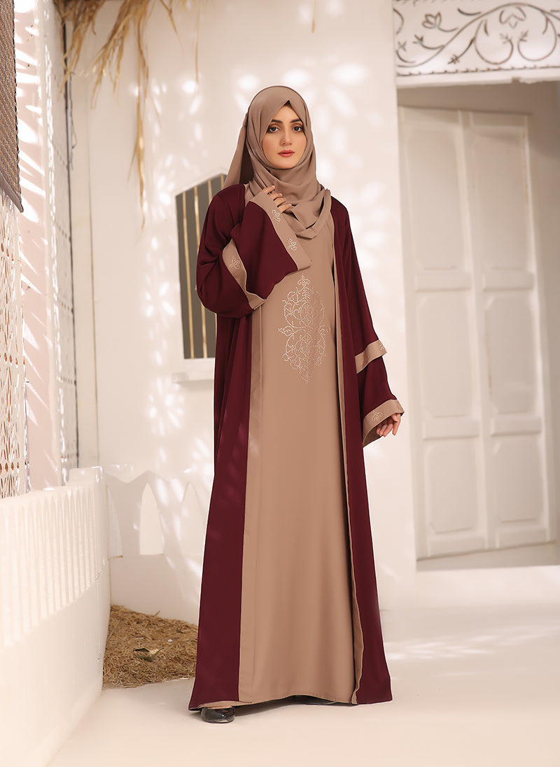  Stone Work Front Closed Abaya 0122-C-258