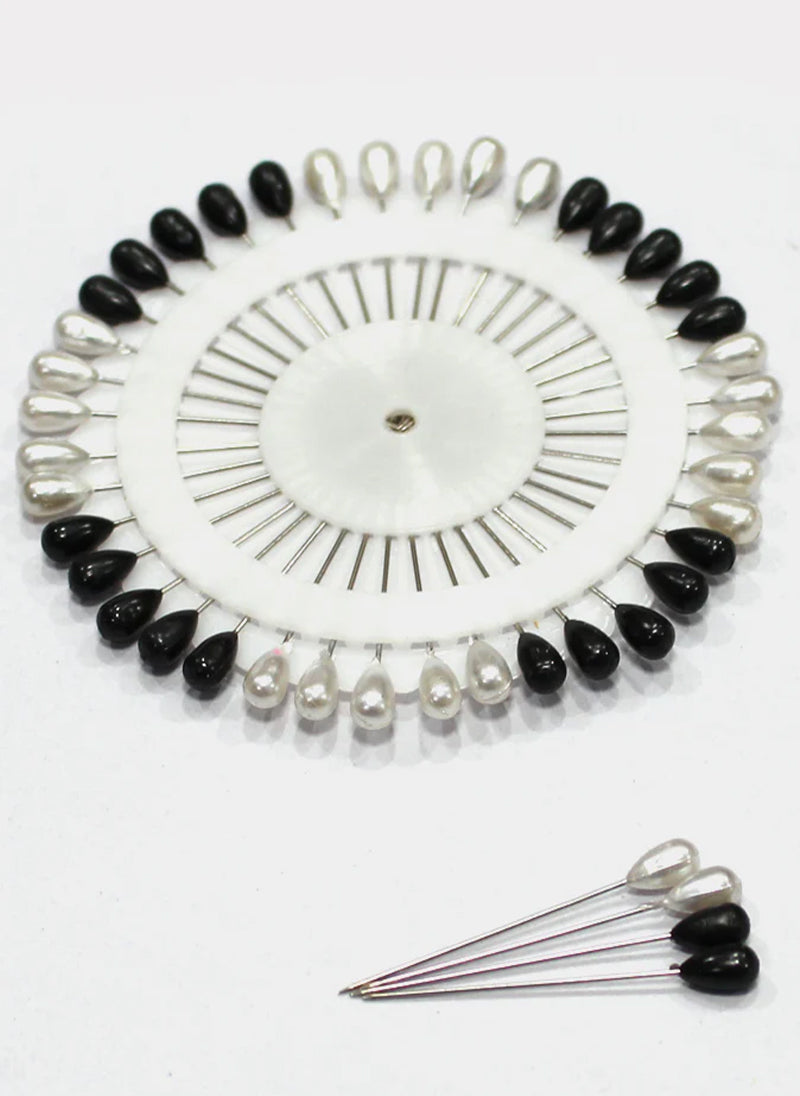Hijab Ul Hareem Ring Pins Big 40 Pcs Pkt Black & White