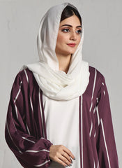 Hijab Ul Hareem Front Close Double Breast Zoom Fabric Maroon Abaya (0122-P-712)