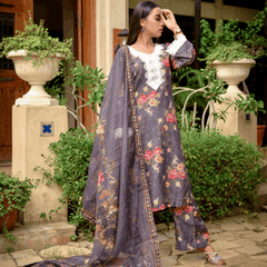 Florals & Printed By Hadar Official Stitched 3 Piece Lawn Collection-Elysian - 3 PC printed