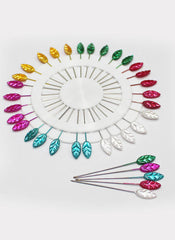 Hijab Ul Hareem Ring Pins Big 30 Pcs Pkt Multi Color Leaf Shaped