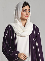 Hijab Ul Hareem Front Close Double Breast Zoom Fabric Purple Abaya (0122-P-712)